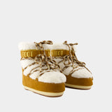 Icon Low Shearling Boots - Moon Boot - Leather - Brown/White