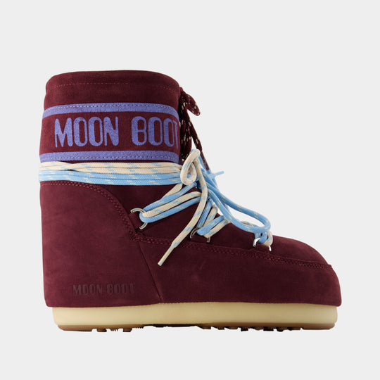 Icon Low Suede Laces Ankle Boots - Moon Boot - Leather - Burgundy