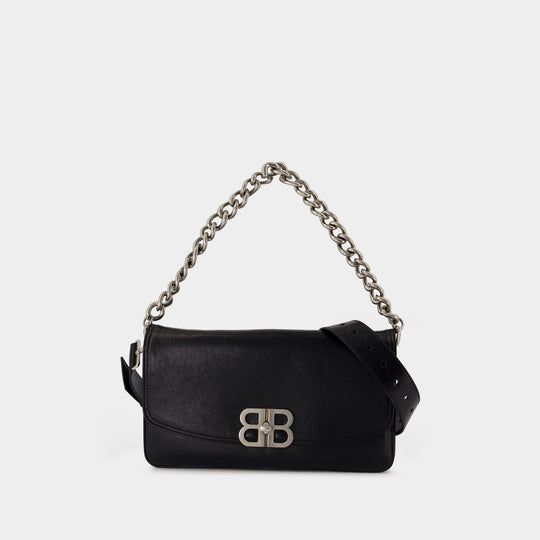Bb Soft Flap Medium Purse - Balenciaga - Leather - Black