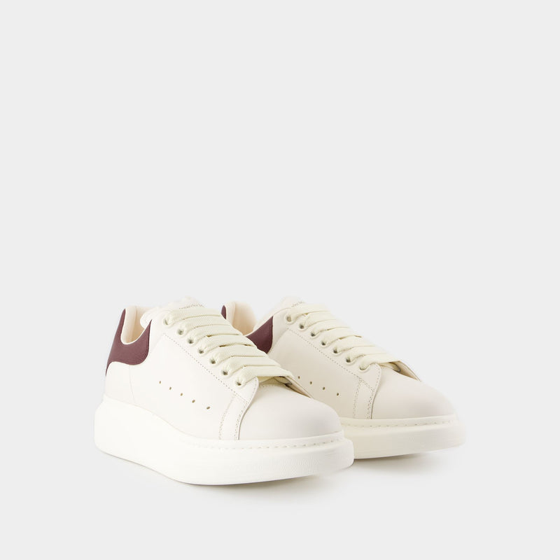 Oversize Sneakers - Alexander McQueen - Leather - White/Burgundy