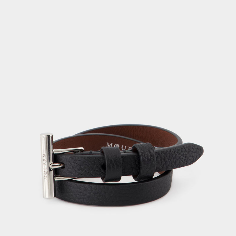 Cross-Bar Bracelet - Alexander McQueen - Leather - Black