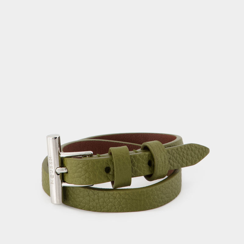 Cross-Bar Bracelet - Alexander McQueen - Leather - Green