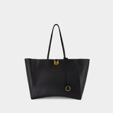 Hourglass Soft Large Shopper Bag - Balenciaga - Leather - Black