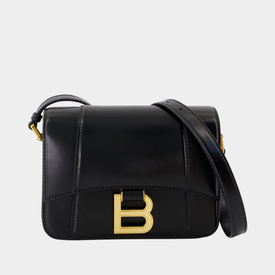 Hourglass Flap Small Crossbody - Balenciaga - Leather - Black