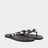 Cagole Thong Sandals - Balenciaga - Strass - Black