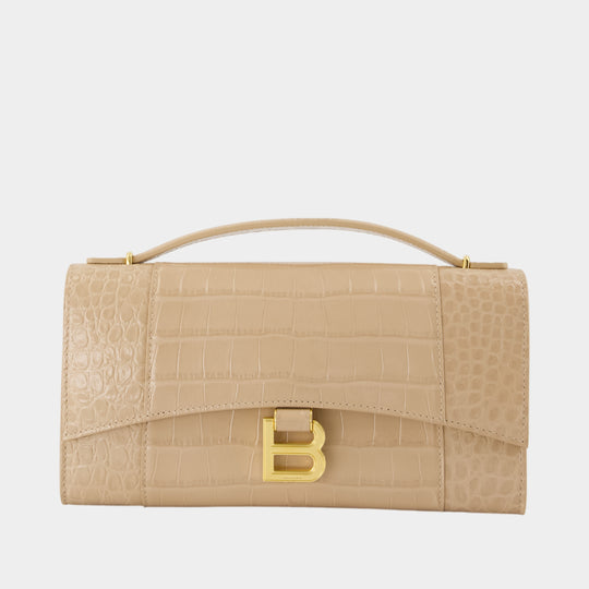 Hourglass Clutch - Balenciaga - Leather - Beige
