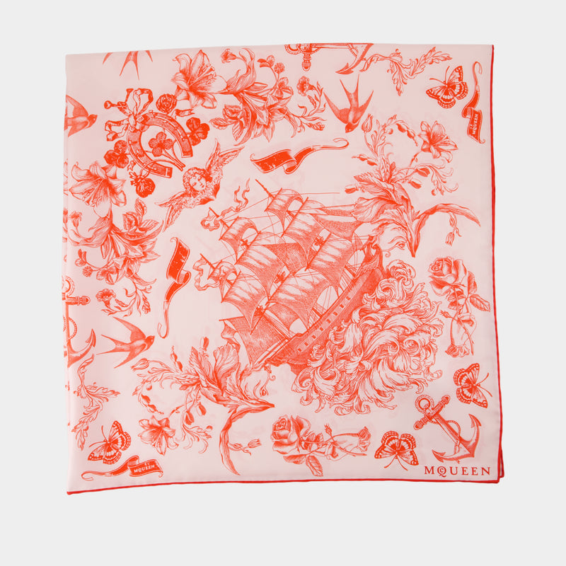 Fo Sailor Tattoo Scarf - Alexander McQueen - Silk - Pink