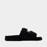 Furry Sandals - Balenciaga - Shearling - Black
