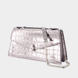Skull Top Handle Clutch - Alexander McQueen - Leather - Silver