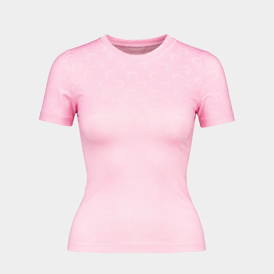 Faded Moon Ss Baby T-Shirt - Marine Serre - Cotton - Pink