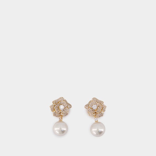 Mini Flower Pearl Earrings - SELF PORTRAIT - Metal - Gold