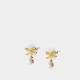 Bow Pearl Earrings - SELF PORTRAIT - Metal - Gold