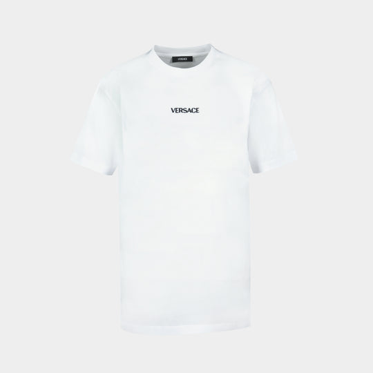 Writing Embroidery T-Shirt - Versace - Cotton - White