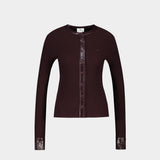 Contrasted Cardigan - Courreges - Wool - Burgundy