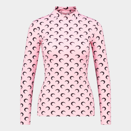 Moon Ls Highneck T-Shirt - Marine Serre - Synthetic - Pink