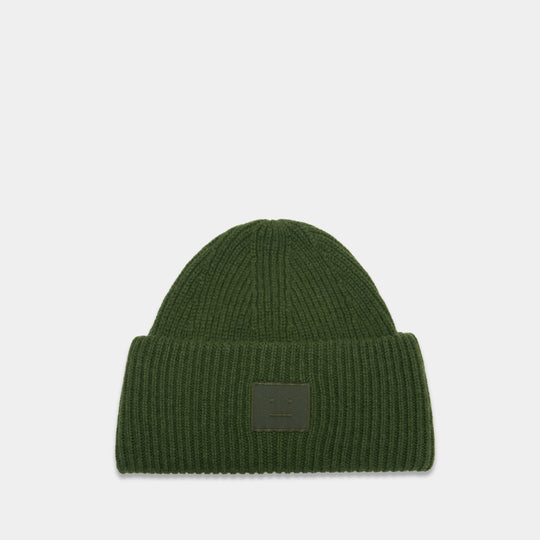 Face Logo Beanie - Acne Studios - Wool - Green