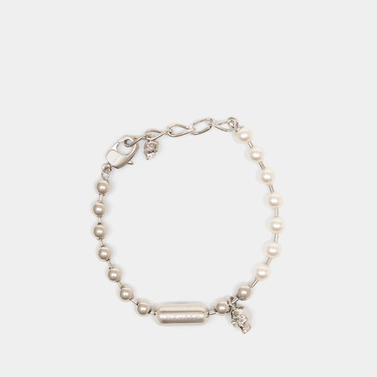 Skl & Pearl Bracelet - Alexander McQueen - Metal - Silver