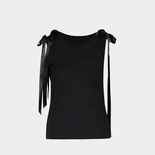 Bow Ribbon Tail Tank Top - Simone Rocha - Synthetic - Black