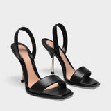 Sandals in Black and Silver Leather