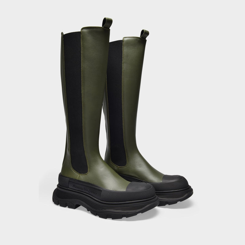 Upper and Ru Boots in Khaki Leather