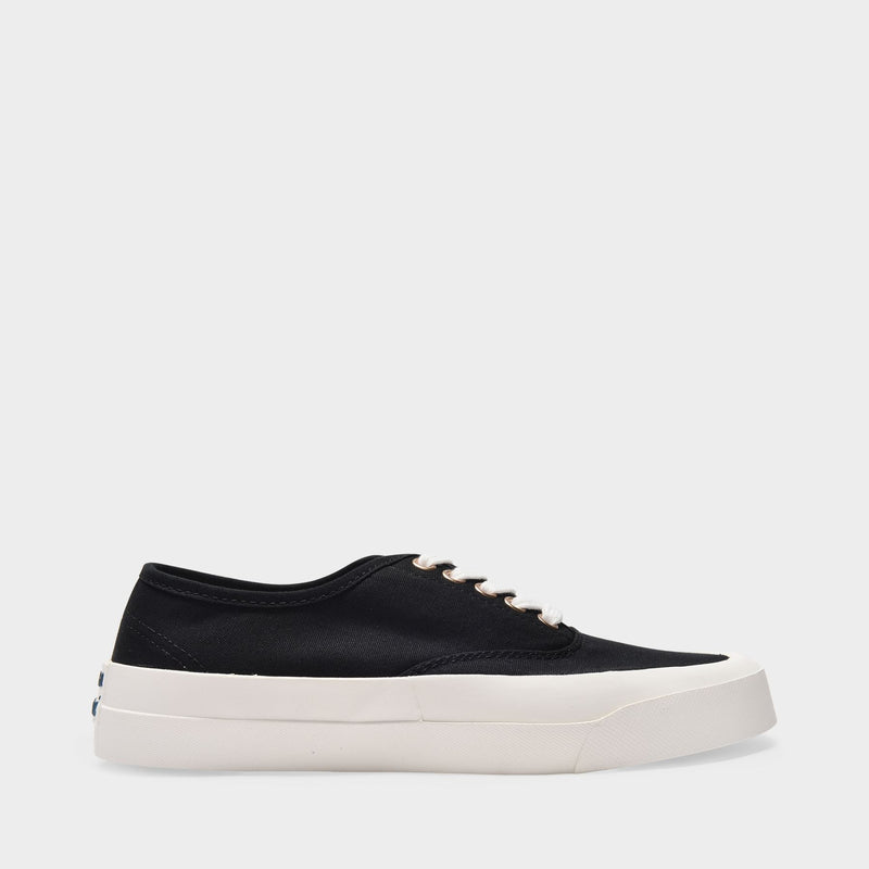 Laced Sneaker in Black Canvas