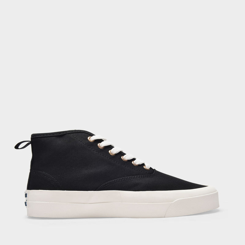High-Top Sneakers in Black Canvas