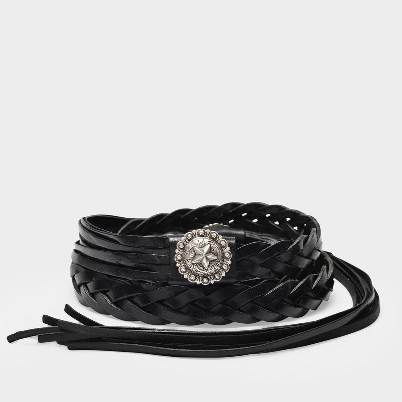 Braided Altamont Belt in Black Leather