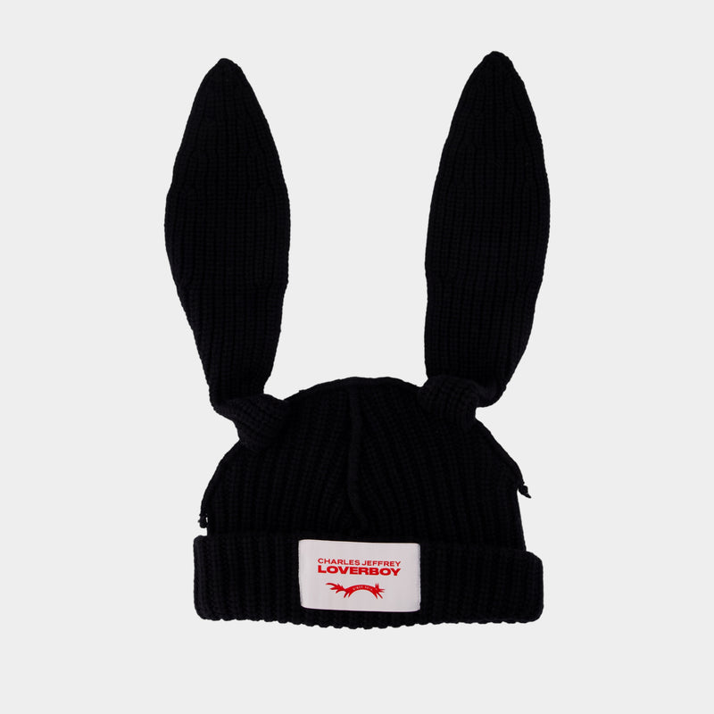 Chunky Rabbit Beanie - Charles Jeffrey Loverboy - Wool - Black