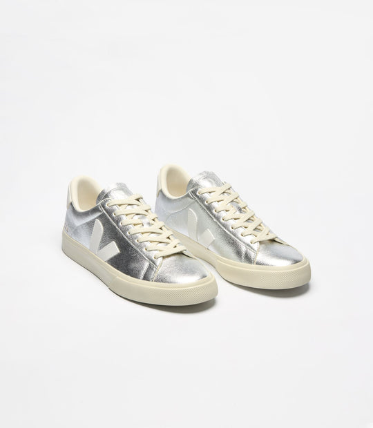 Campo Sneakers in Silver and White Chromefree Leather