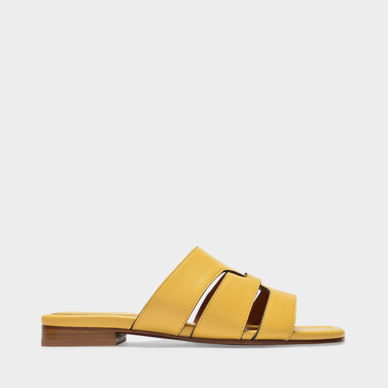 15 Woven Leather Slippers Sandals in Lemon Sorbet Leather
