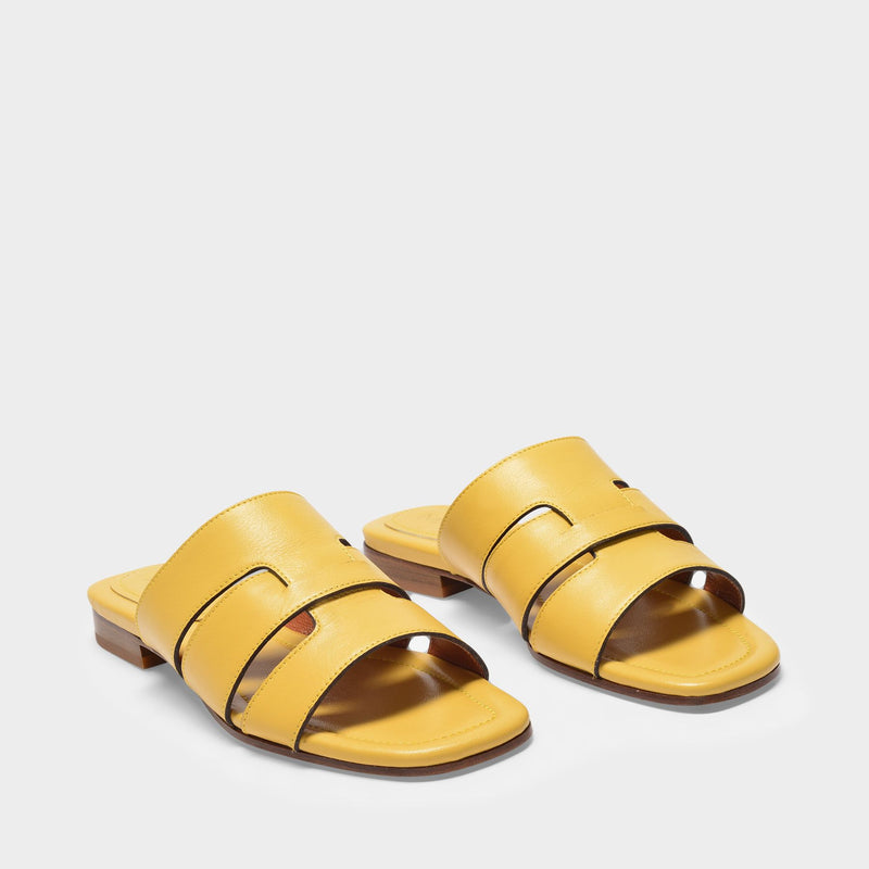 15 Woven Leather Slippers Sandals in Lemon Sorbet Leather