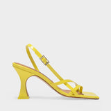 Amber Sandals in Lemon Yellow Patent Leather