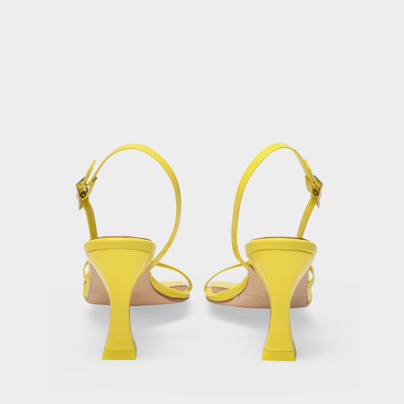 Amber Sandals in Lemon Yellow Patent Leather