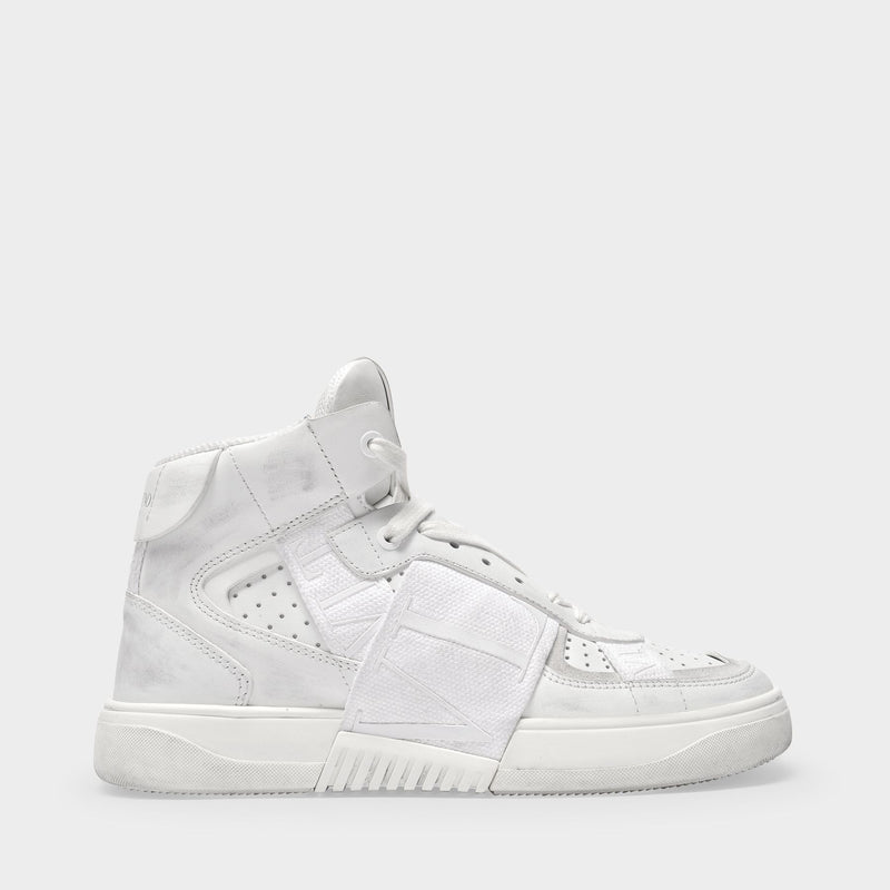 High-Top Sneakers in White Leather