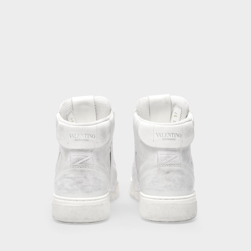 High-Top Sneakers in White Leather