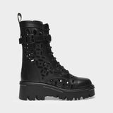 Laced Combat Boot T.30/50 in Black Leather