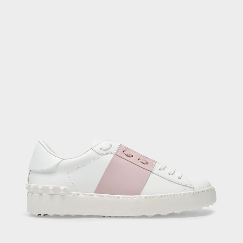 Sneaker in White and Rose Leather