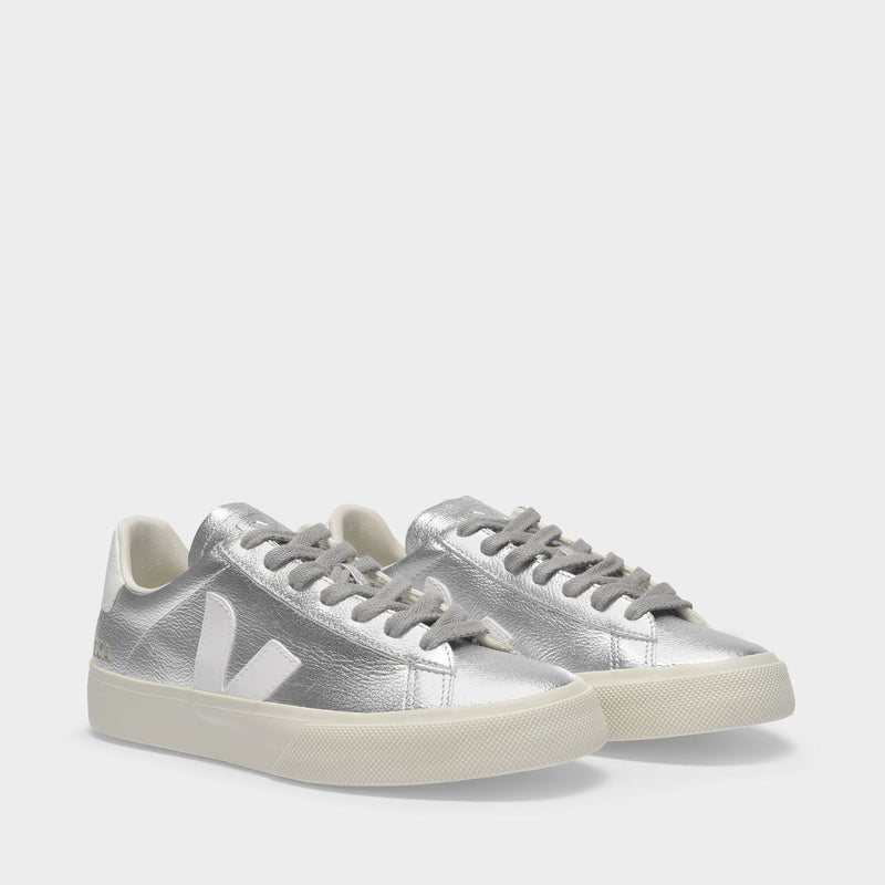 Campo Sneakers in Silver and White Chromefree Leather