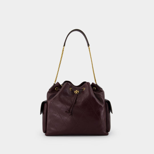 Charlie Large Shoulder Bag - Tory Burch - Leather - Burgundy