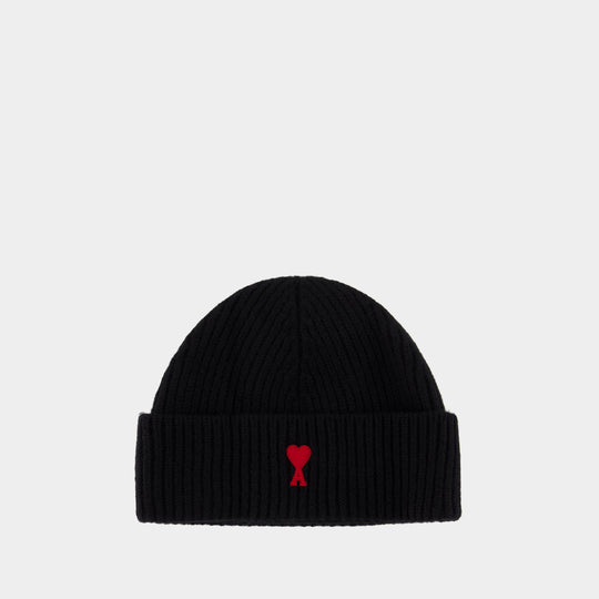 Quota Ami De Coeur Beanie - AMI Paris - Wool - Black
