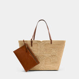 Ella Straw Large Purse - Tory Burch - Raffia - Beige