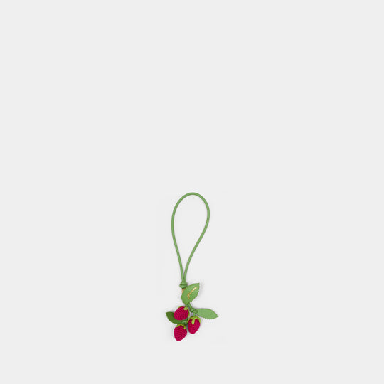 Raspberry Flower Keychain - Ganni - Leather - Multicolor
