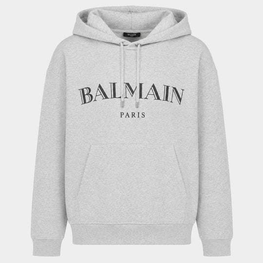 Vintage Print Hoodie - Balmain - Cotton - Grey