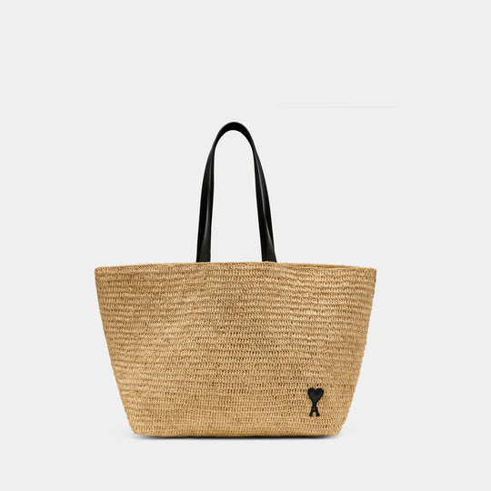 Ami De Coeur Shopper Bag - AMI Paris - Raffia - Beige