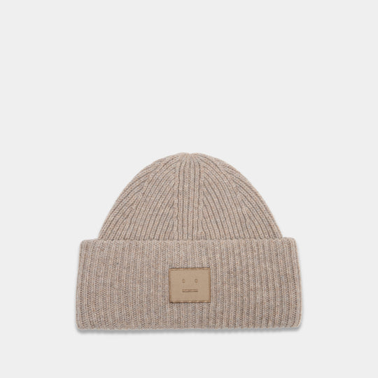 Face Logo Beanie - Acne Studios - Wool - Grey