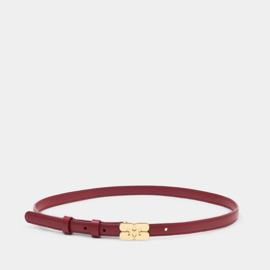 Kat Small Belt - Ganni - Leather - Red