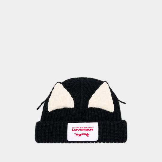 Chunky Ears Beanie - Charles Jeffrey Loverboy - Wool - Black