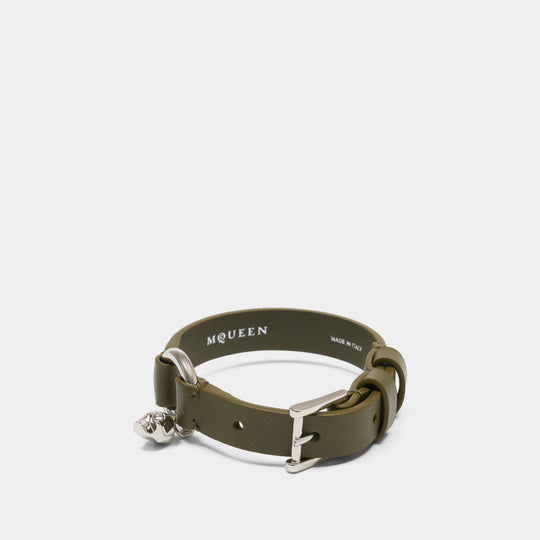 Skull Ring Bracelet - Alexander McQueen - Leather - Green