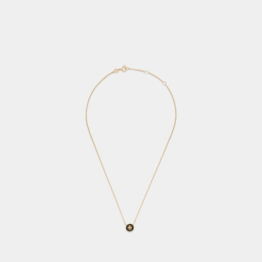 Icon Enamel Pendant Necklace - Tory Burch - Metal - Black