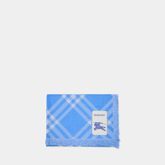 Mu Bias Tri Bar Scarf - Burberry - Wool - Blue